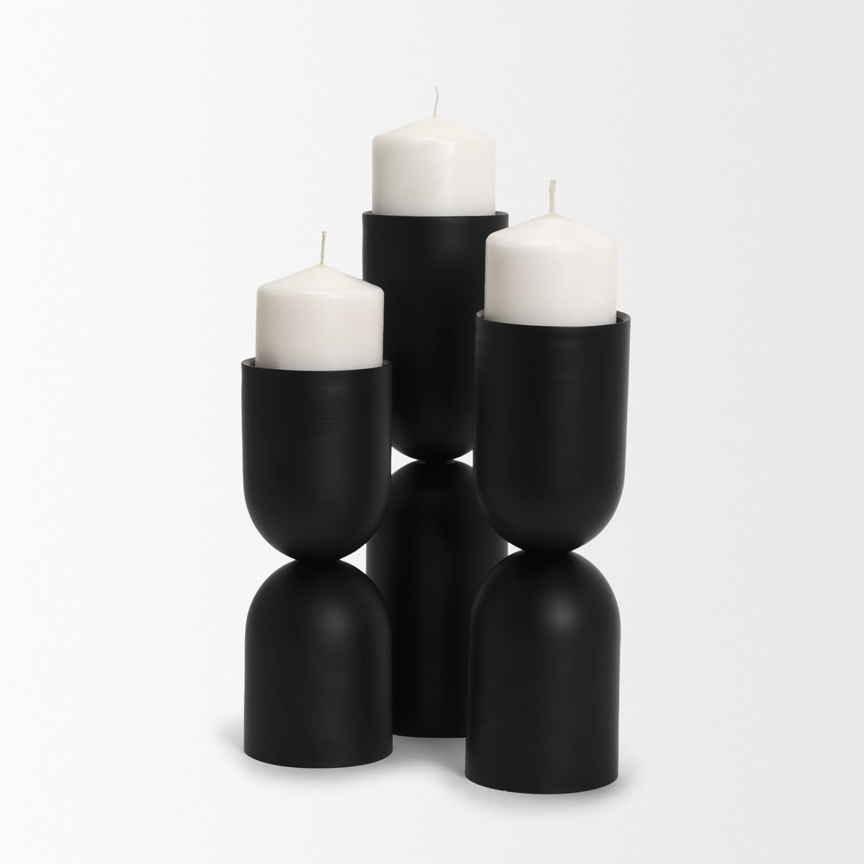 Qamra Tall Black Metal Pillar Candle Holder from Mercana - Luna Furniture