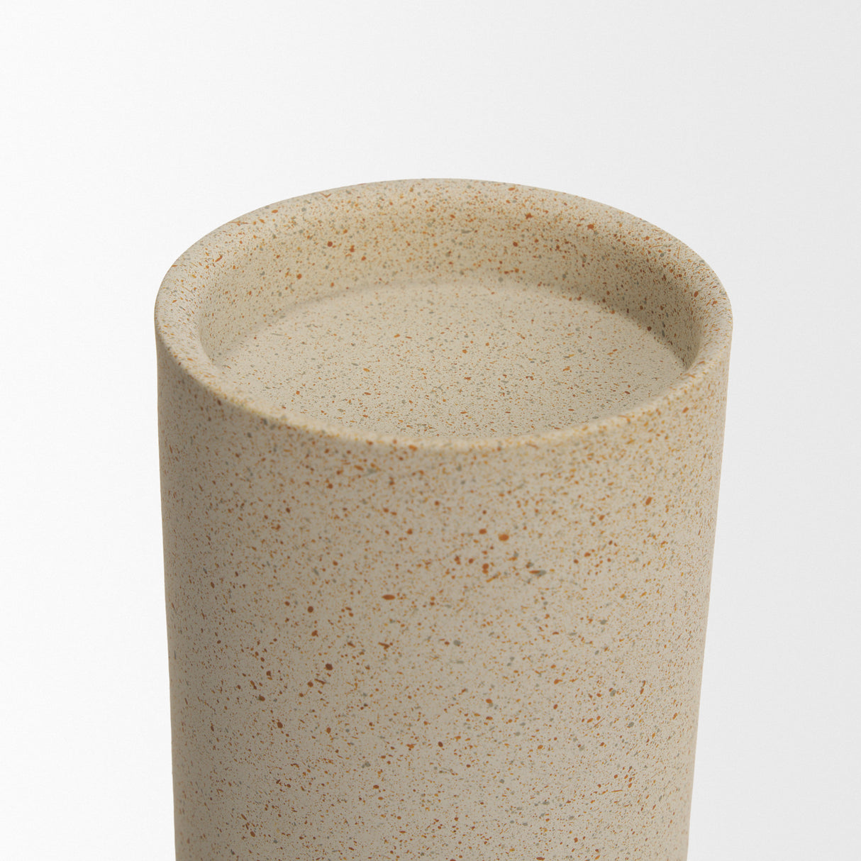 Qamra Tall Beige Textured Metal Pillar Candle Holder Candle Holder from Mercana - Luna Furniture