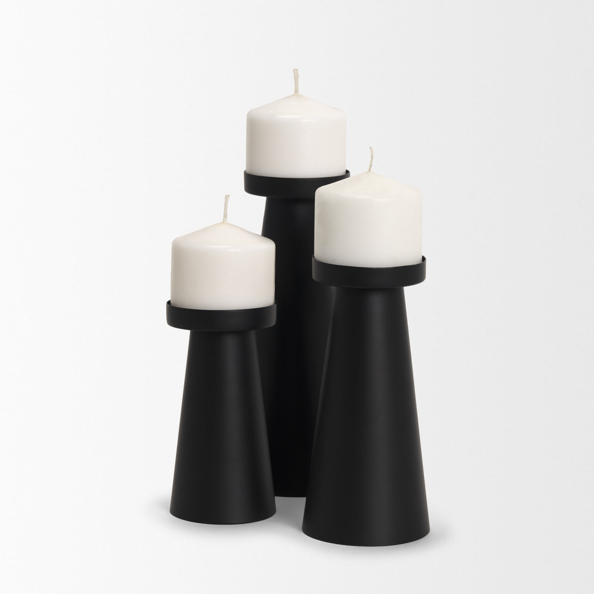 Quadir Medium Matte Black Metal Candle Holder from Mercana - Luna Furniture