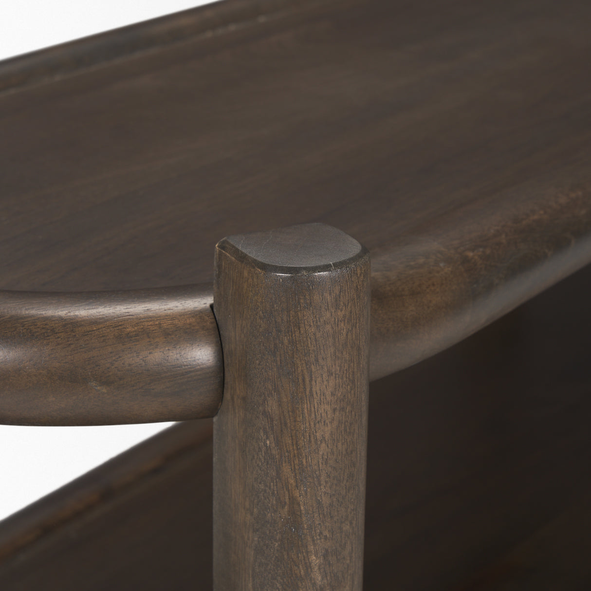 Romi Dark Brown Wood w/ 3 Shelves Oval Console Table from Mercana - Luna Furniture