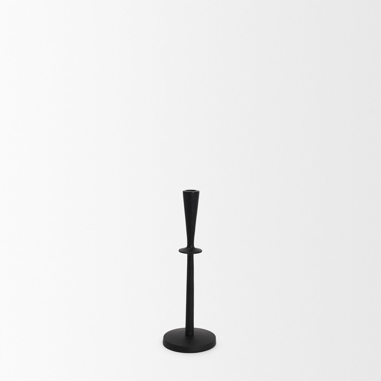 Qwin Matte Black Cast Aluminum Medium Candle Holder from Mercana - Luna Furniture