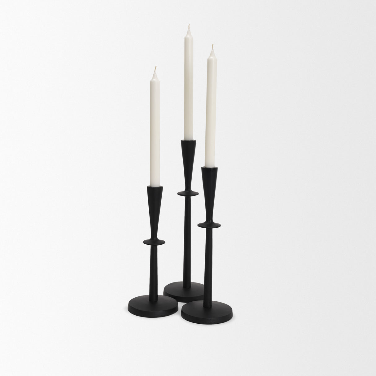 Qwin Matte Black Cast Aluminum Medium Candle Holder from Mercana - Luna Furniture