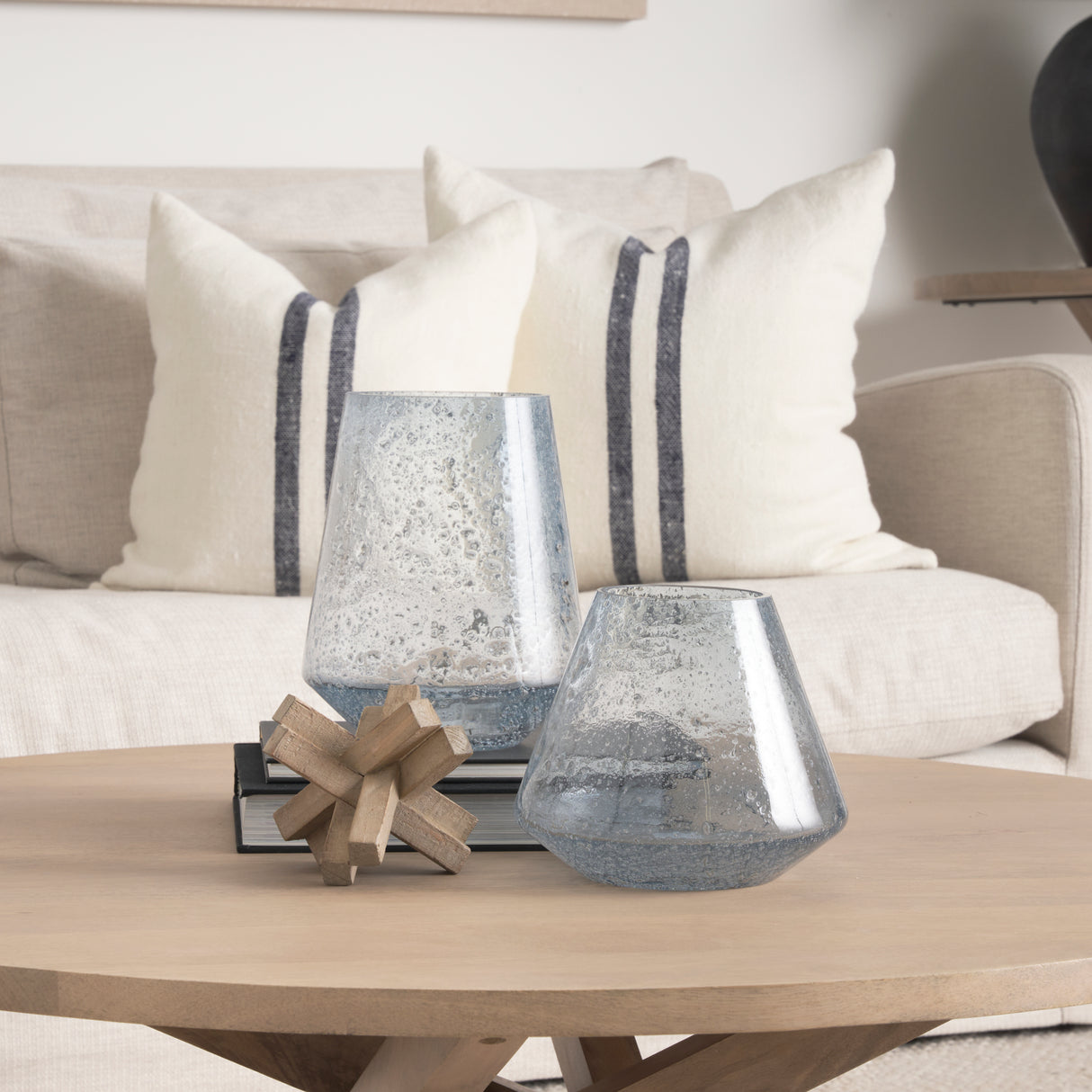 Robyn Short Blue Glass Vase from Mercana - Luna Furniture