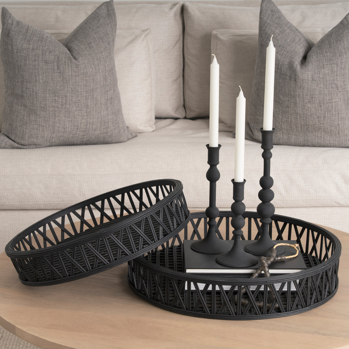 Haute Large Matte Black Blown Glass Candlestick from Mercana - Luna Furniture
