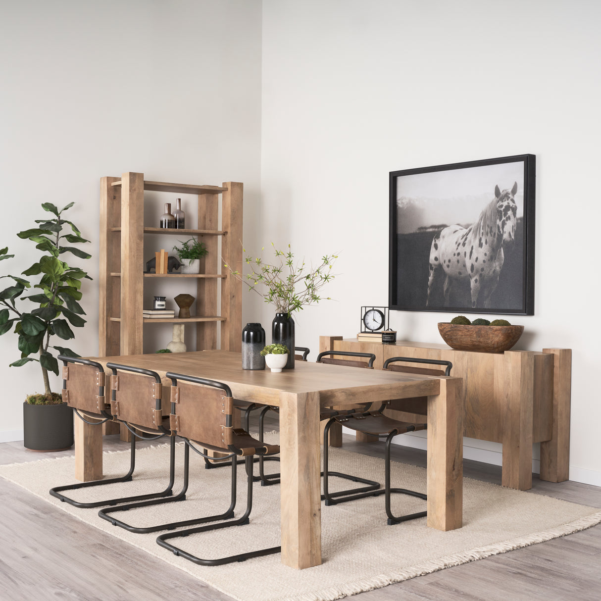 Beth Light Brown Wood w/ Open and Closed Storage Shelving Unit from Mercana - Luna Furniture