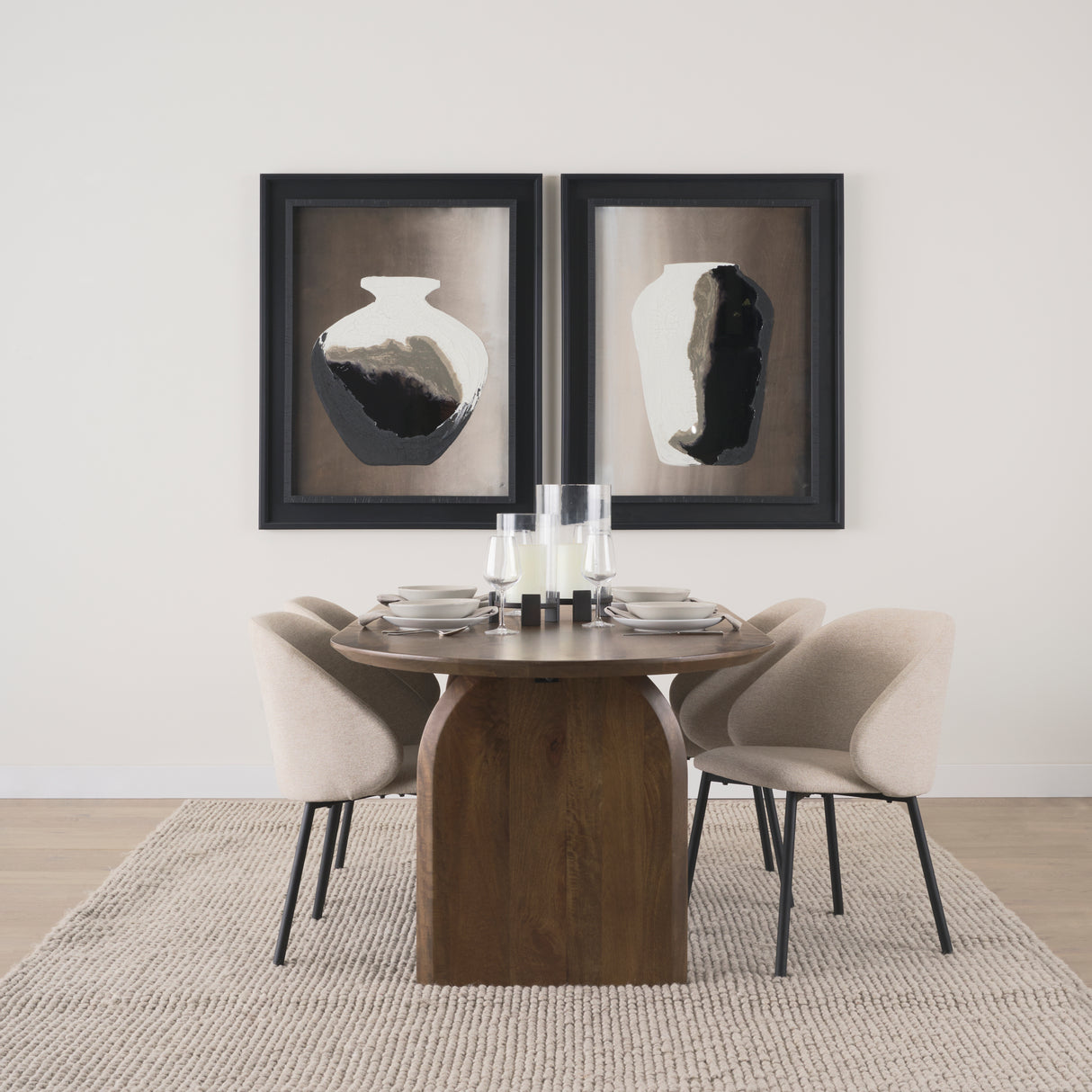 Shannon Dining Chair w/ Oatmeal Fabric & Matte Black Metal, Set of 2 from Mercana - Luna Furniture
