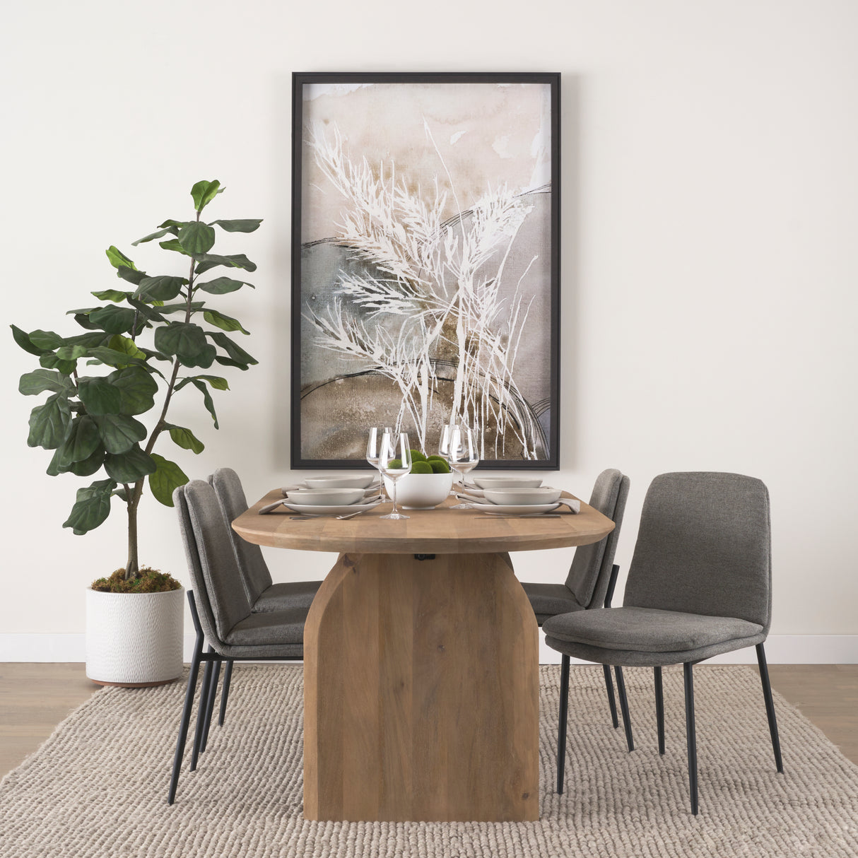 Eve Dining Chair w/ Gray Fabric & Matte Black Metal, Set of 2 from Mercana - Luna Furniture
