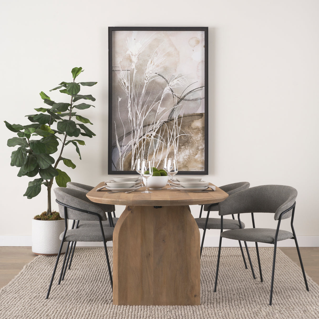 Carolyn Dining Chair w/ Gray Fabric & Matte Black Metal, Set of 2 from Mercana - Luna Furniture