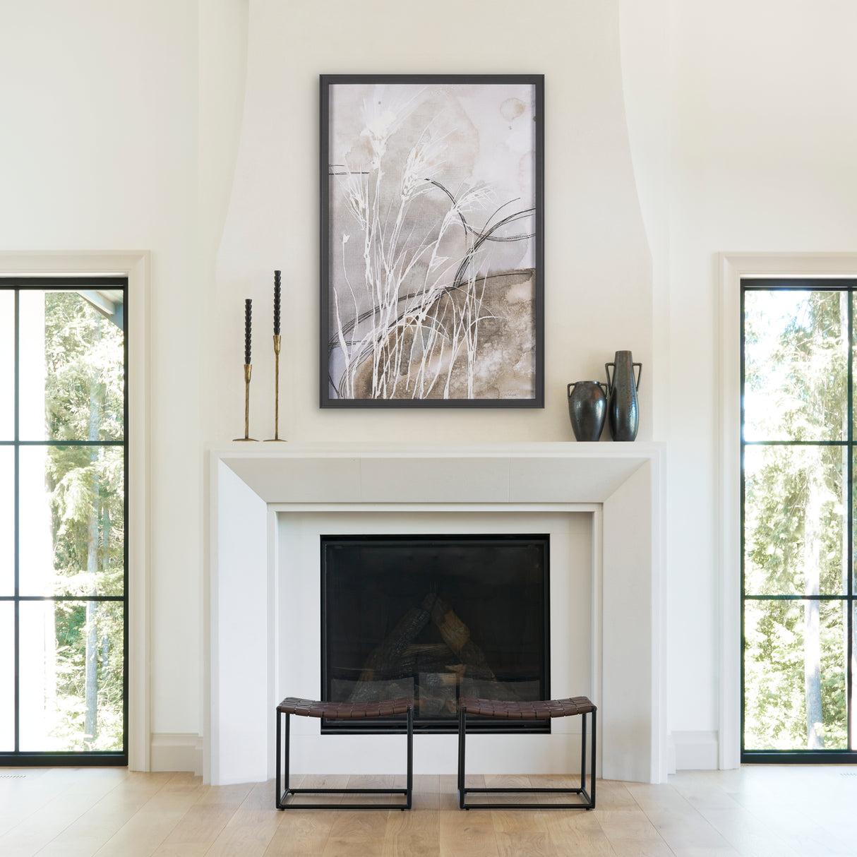 Blowing Grass II by Mercana Studio a Hand Embellished Textured Framed Art Print from Mercana - Luna Furniture