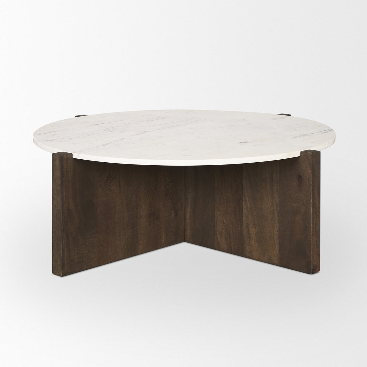 Bianca Dark Brown Wood w/ Marble Round Top Coffee Table from Mercana - Luna Furniture