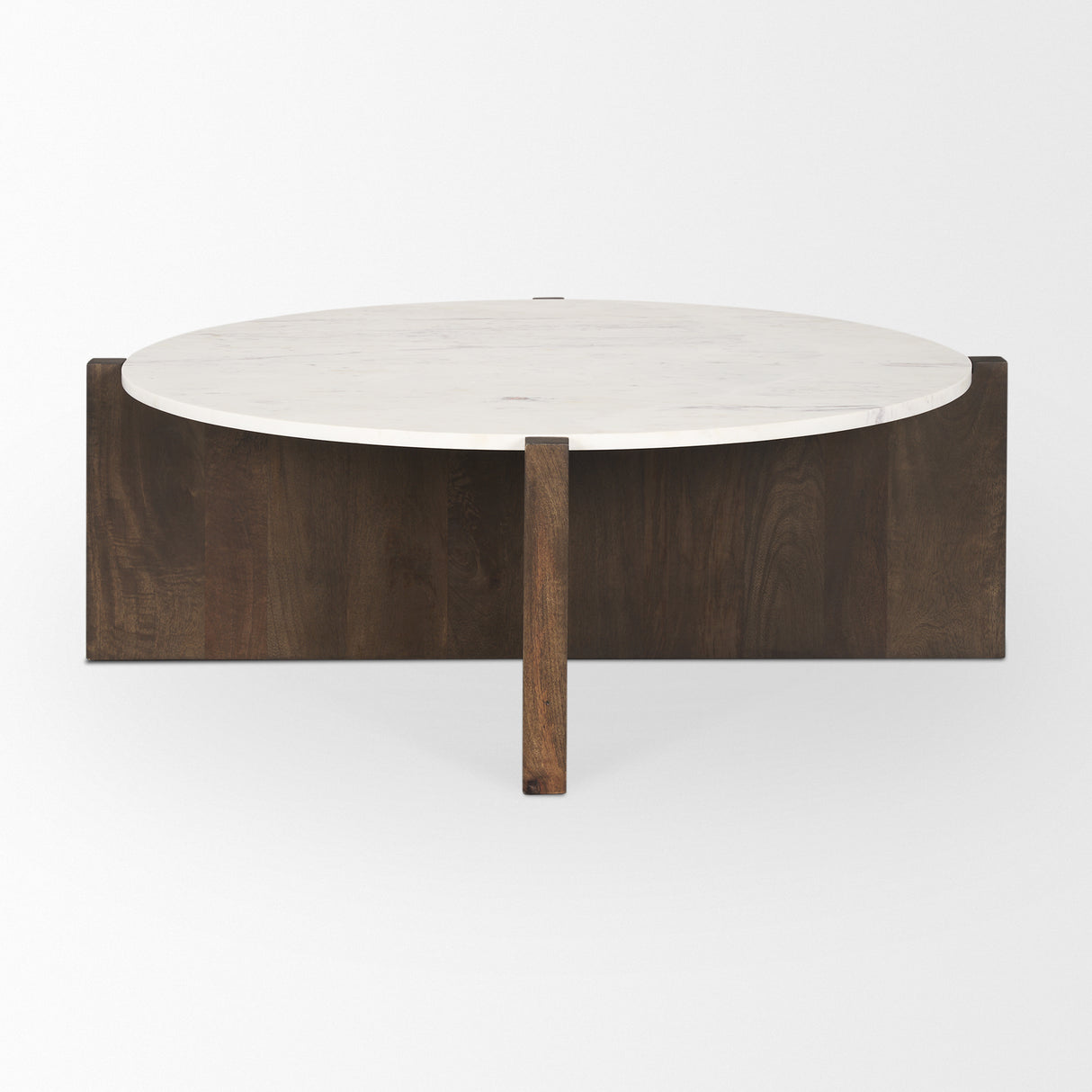 Bianca Dark Brown Wood w/ Marble Round Top Coffee Table from Mercana - Luna Furniture