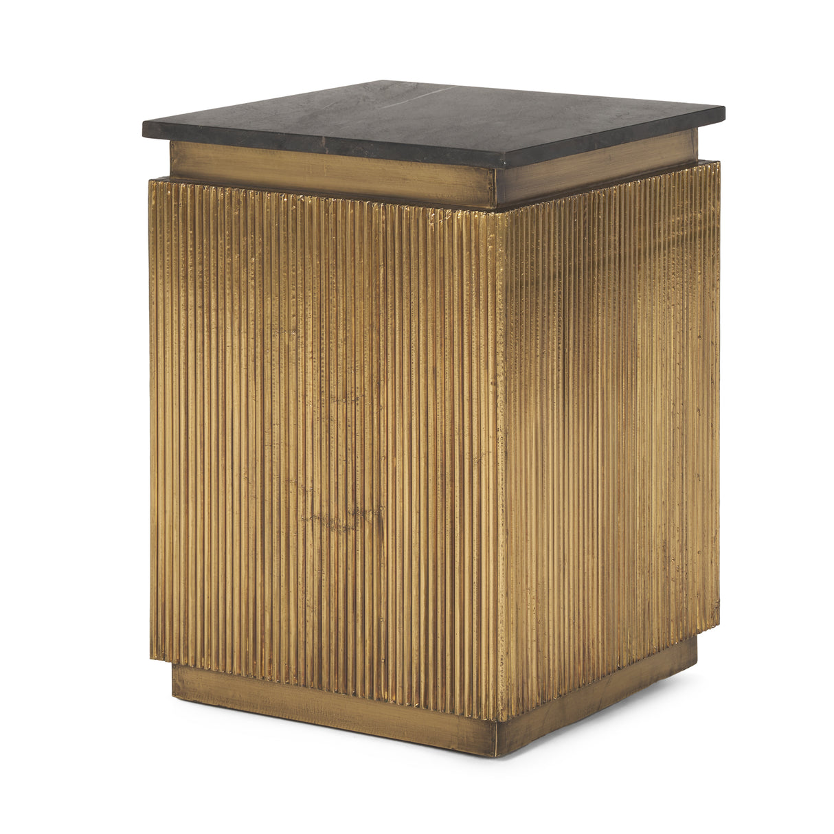 Satima Black Marble w/ Gold Metal Square Fluted Accent Table from Mercana - Luna Furniture