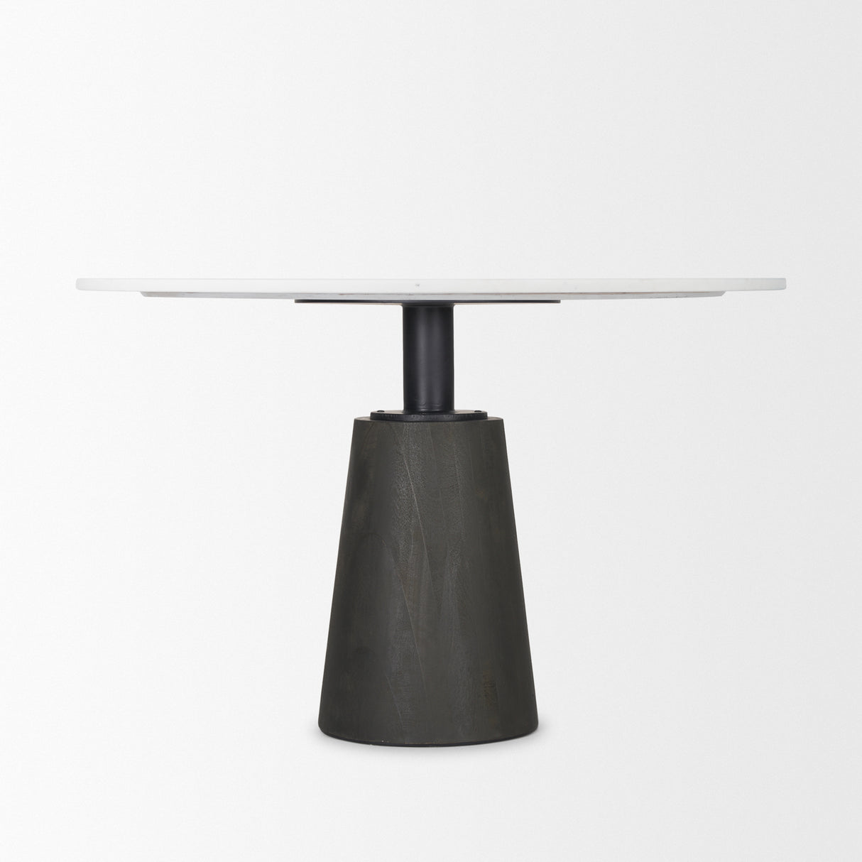 Maxwell 48L x 48W x 30H Round White Marble Top w/ Black Metal and Wood Pedestal Base Dining Table from Mercana - Luna Furniture