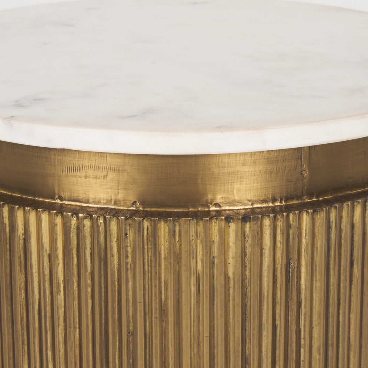 Satima White Marble w/ Gold Metal Round Fluted Accent Table from Mercana - Luna Furniture