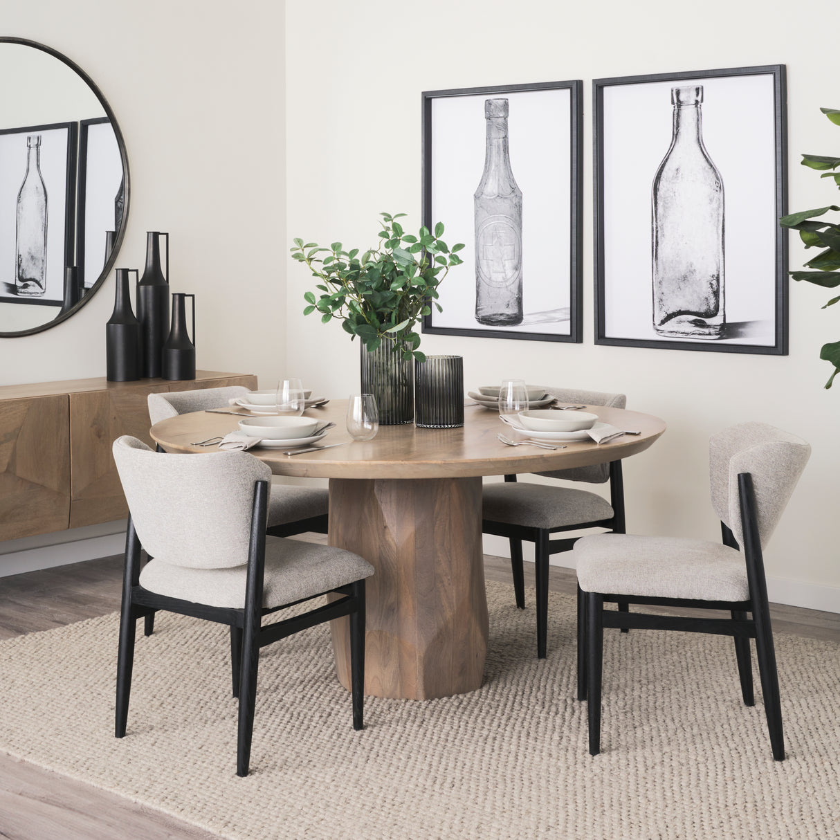 Cline 20.9L x 23.0W x 31.9H Gray Fabric W/Black Wood Dining Chair, Set of 2 from Mercana - Luna Furniture
