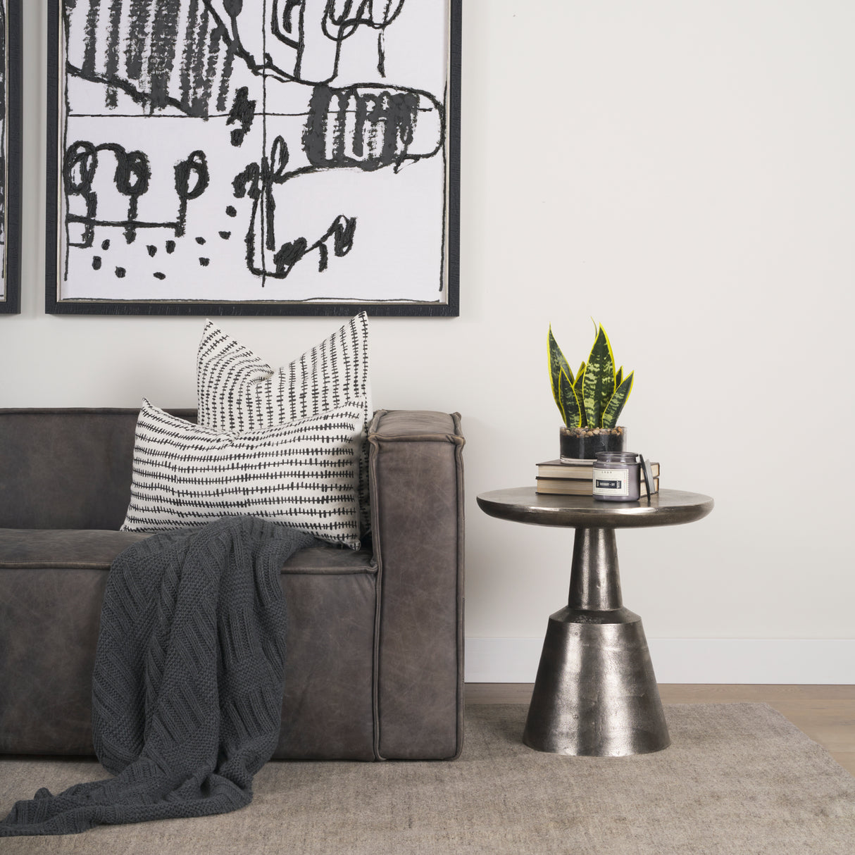 Bobbi Textured Polished Nickel Cast Aluminum Metal Accent Table from Mercana - Luna Furniture