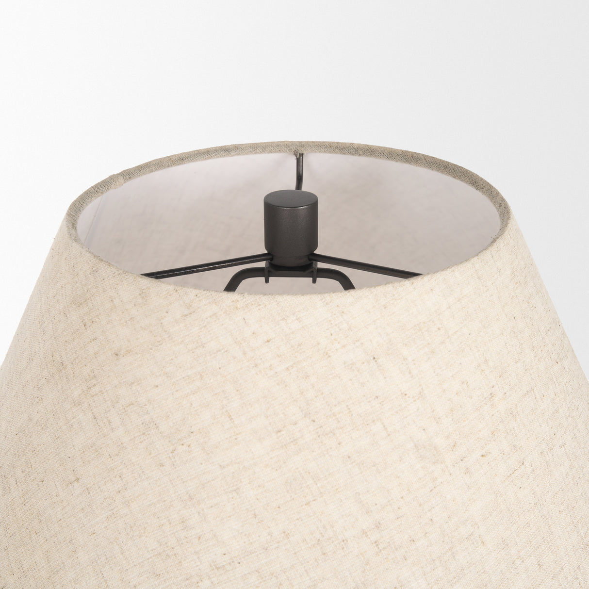 Salaah Black Brushed Metal w/ Beige Shade Table Lamp from Mercana - Luna Furniture
