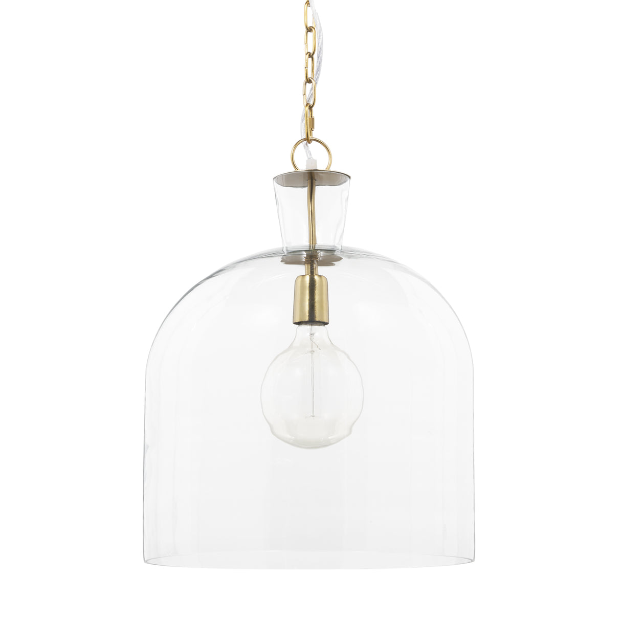 Sadah Large Clear Blown Glass w/ Gold Metal Pendant Light from Mercana - Luna Furniture