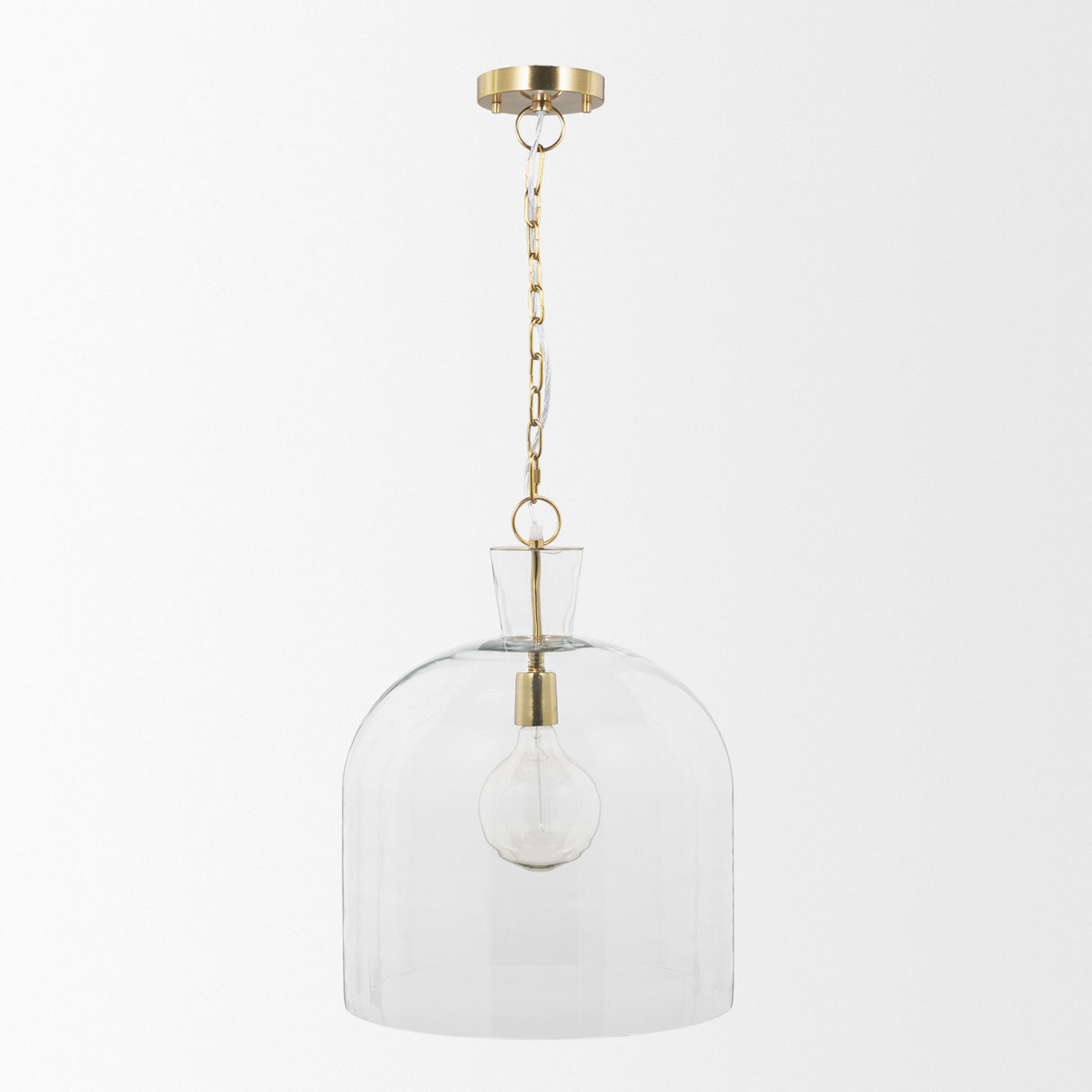 Sadah Large Clear Blown Glass w/ Gold Metal Pendant Light from Mercana - Luna Furniture