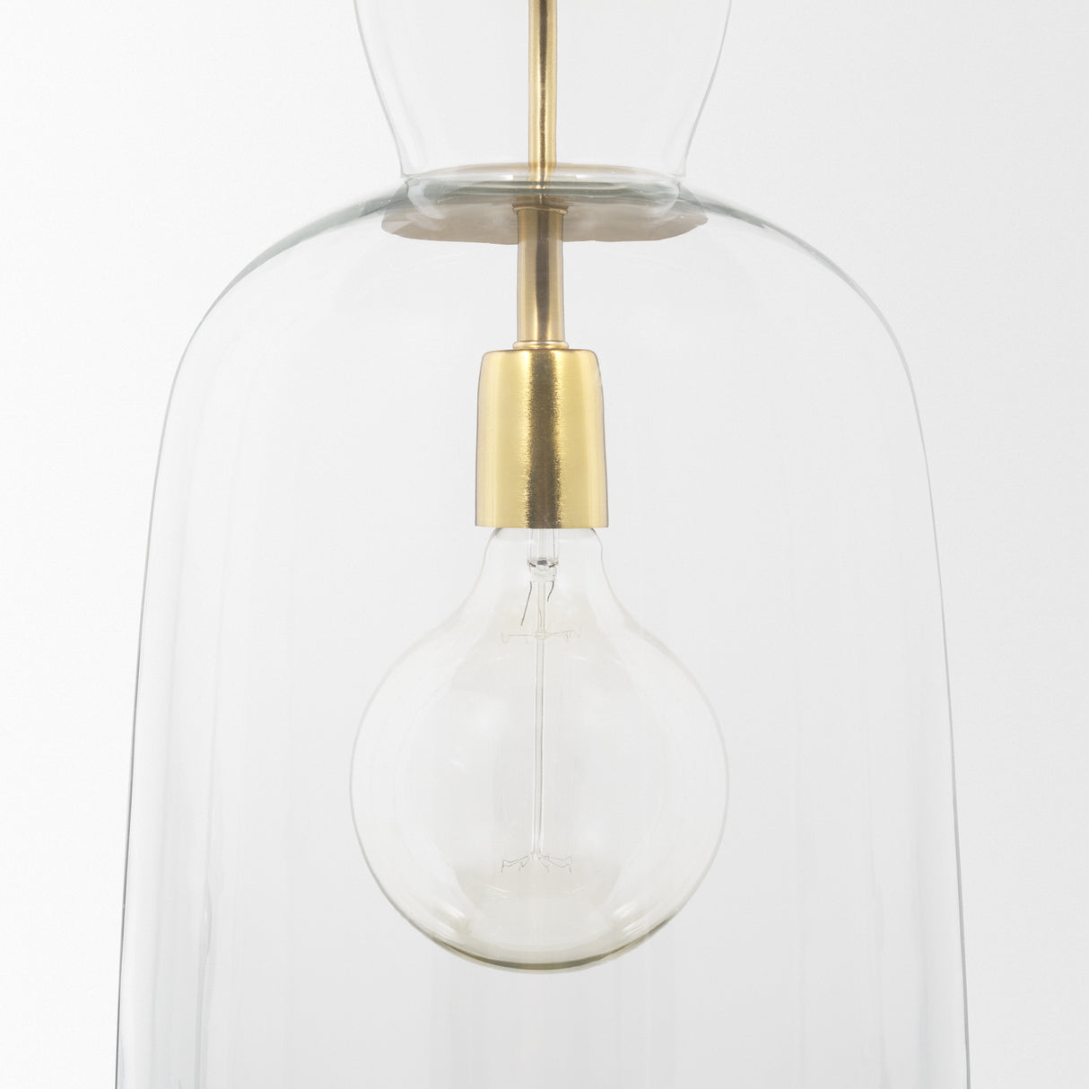 Sadah Tall Clear Blown Glass w/ Gold Metal Pendant Light from Mercana - Luna Furniture