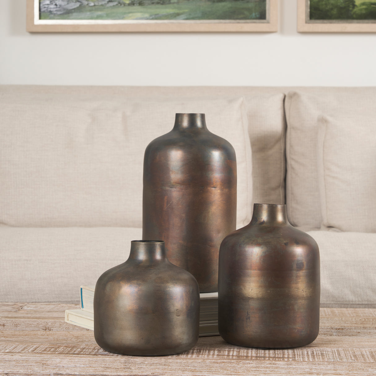 Daya Tall Antiqued Gold Metal Vase from Mercana - Luna Furniture