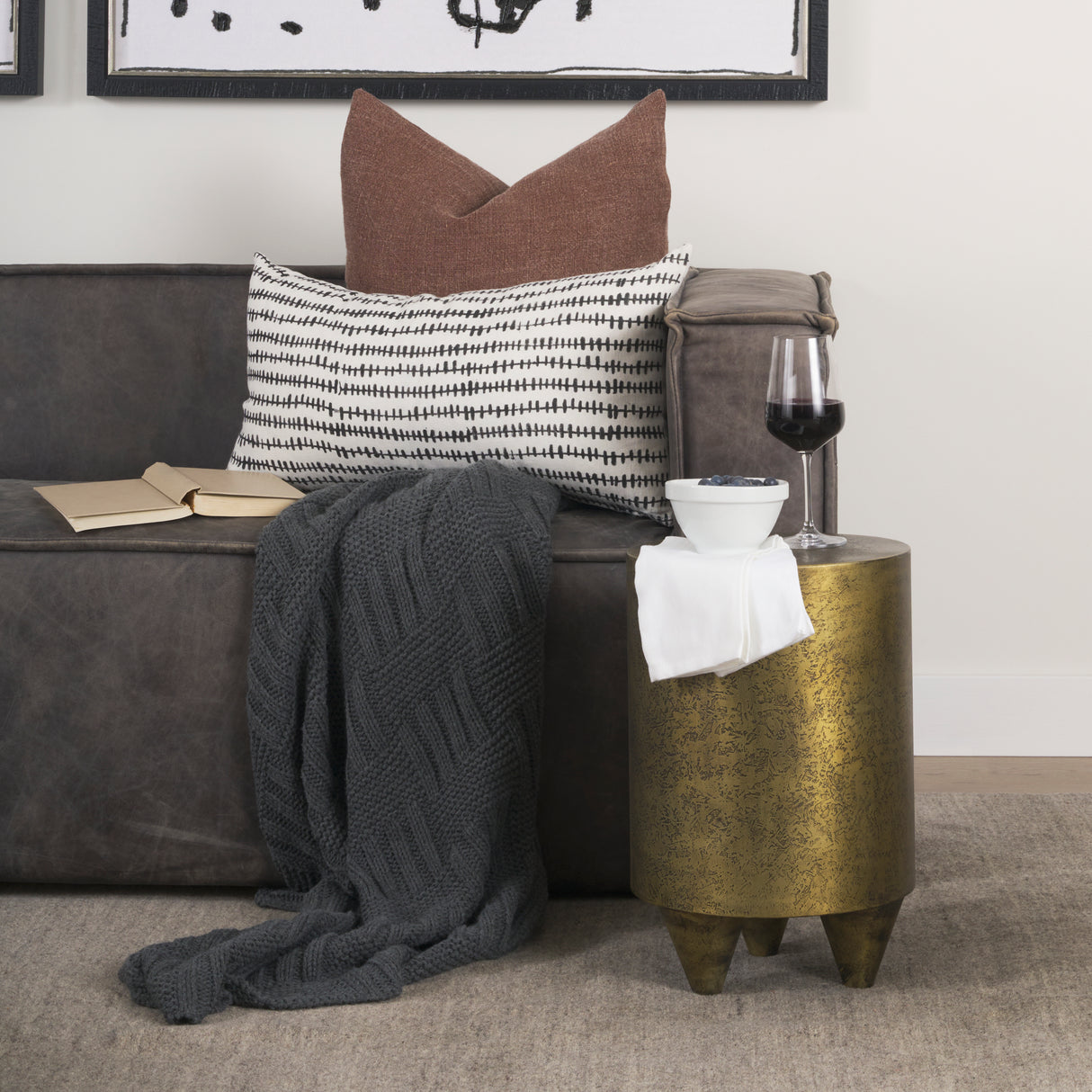 Rosh Textured Gold Metal w/ Acid Wash Accent Table from Mercana - Luna Furniture