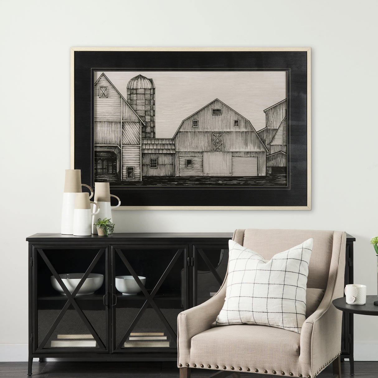 Barn Buildings I by CV a Hand Embellished Textured Framed Art Print Matted under Glass from Mercana - Luna Furniture