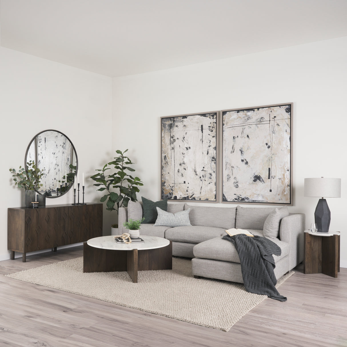 Bianca Dark Brown Wood w/ Marble Round Top Coffee Table from Mercana - Luna Furniture