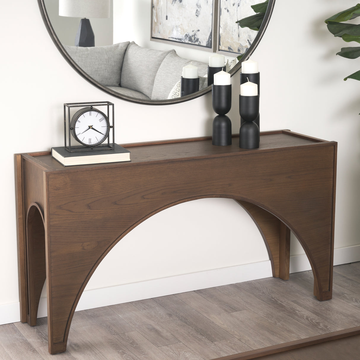 Laraya Dark Brown Wood Arched Console Table from Mercana - Luna Furniture