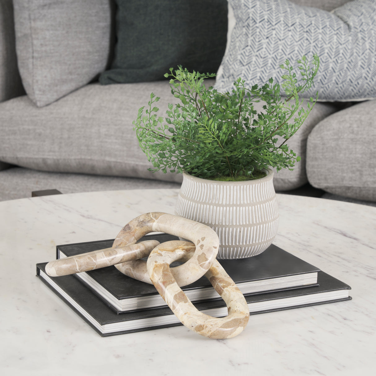 Reinir Beige Marble Chain Link Decorative Object from Mercana - Luna Furniture