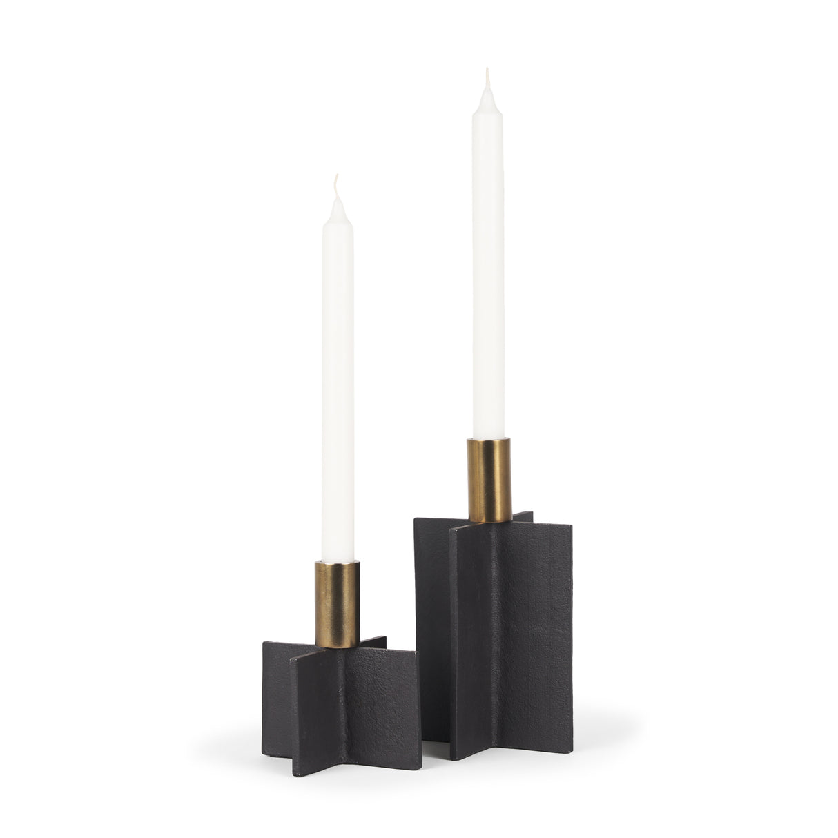 Pia Matte Black w/ Brushed Gold Metal Taper Candleholder (Set of 2) from Mercana - Luna Furniture