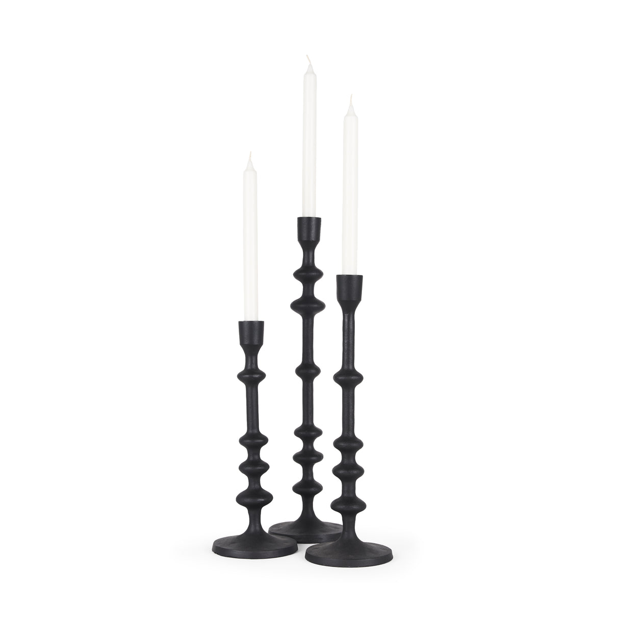 Paolo Matte Black Metal Candle Holder (Set of 3) from Mercana - Luna Furniture