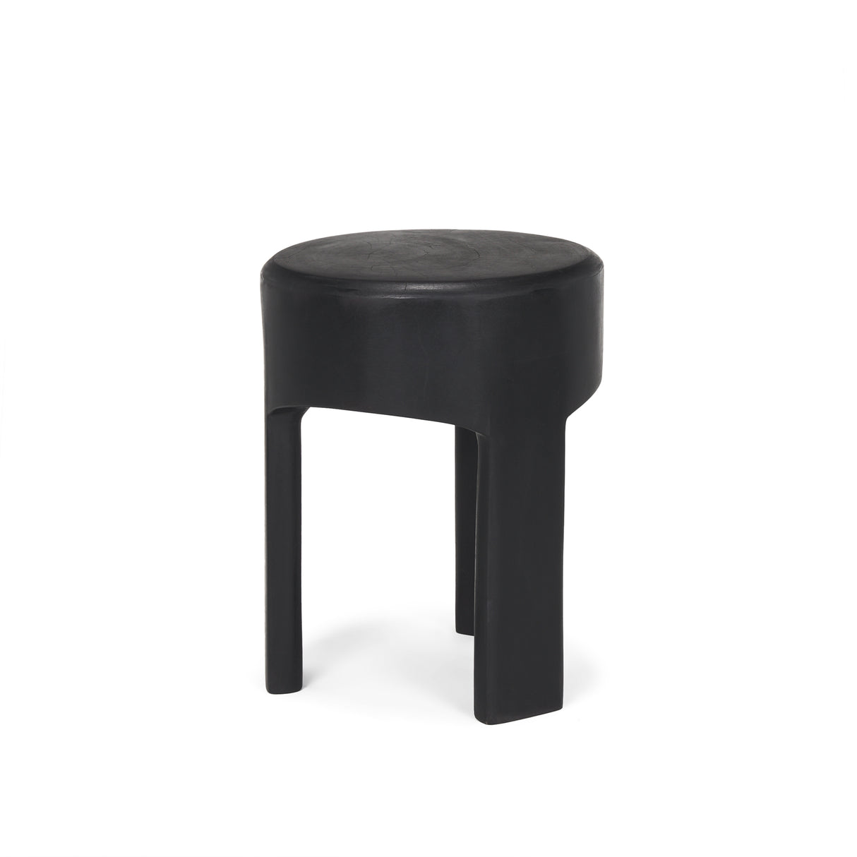 Riya Solid Black Wooden Stool from Mercana - Luna Furniture