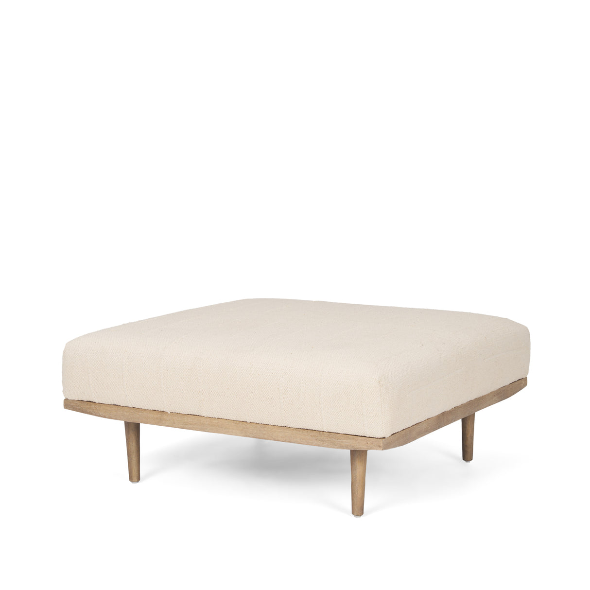 Shae Brown Wood w/ Oatmeal Fabric Ottoman from Mercana - Luna Furniture
