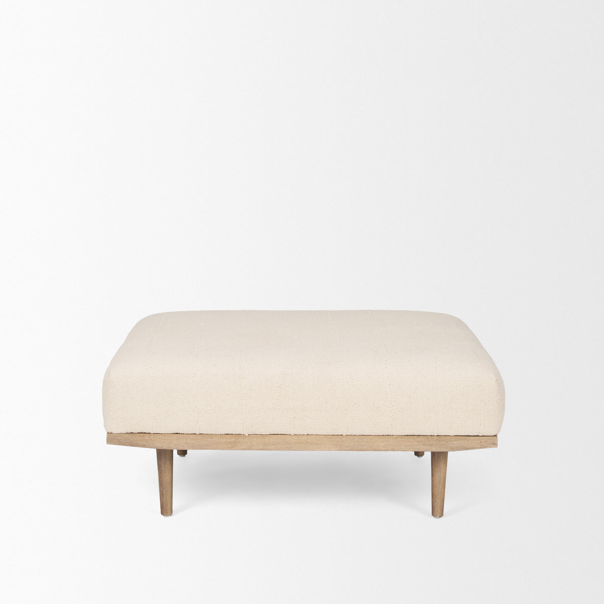 Shae Brown Wood w/ Oatmeal Fabric Ottoman from Mercana - Luna Furniture