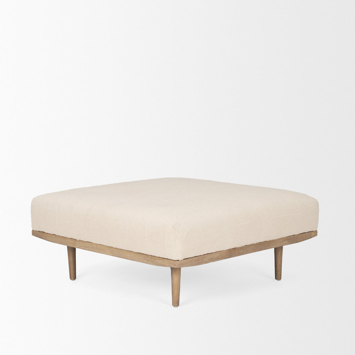 Shae Brown Wood w/ Oatmeal Fabric Ottoman from Mercana - Luna Furniture