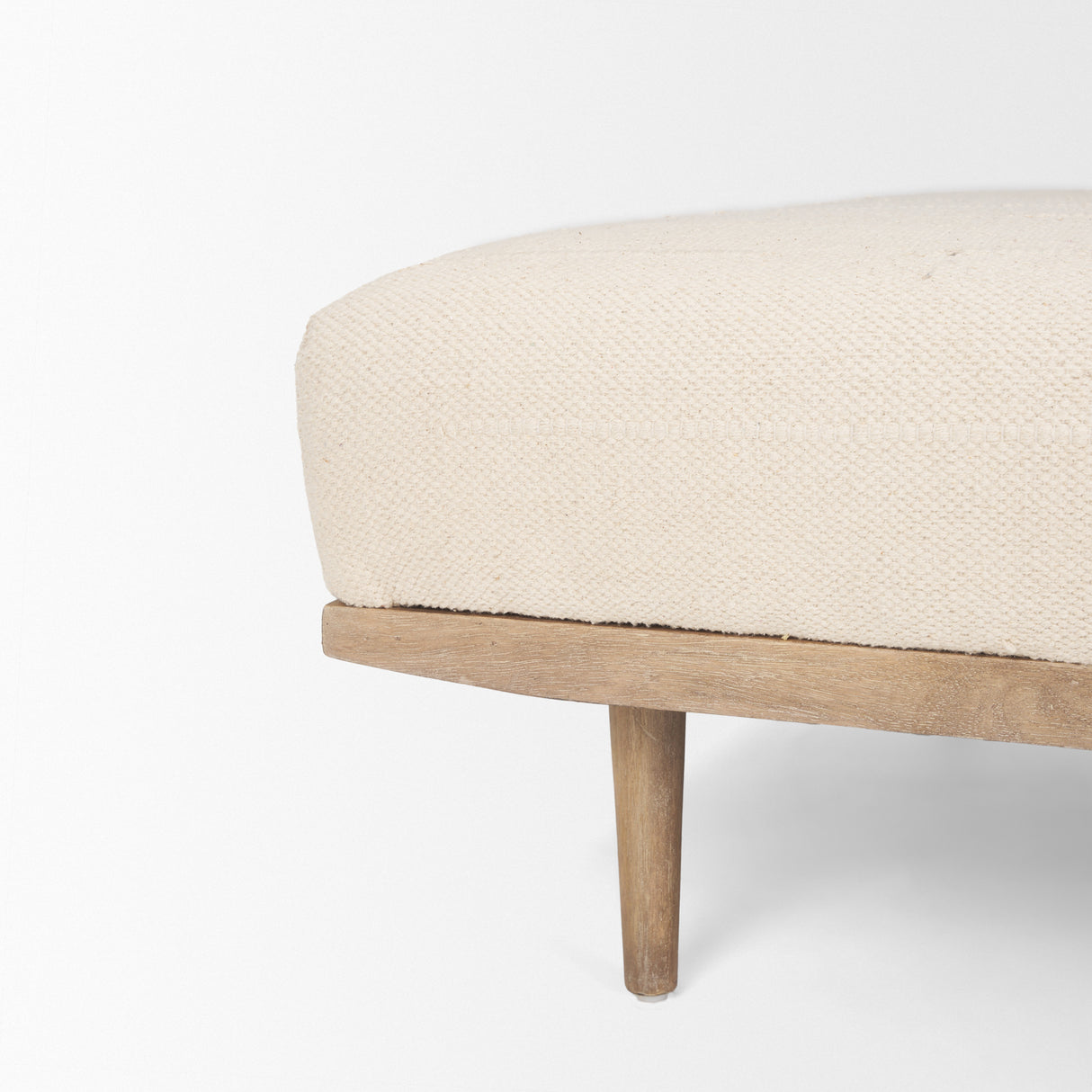 Shae Brown Wood w/ Oatmeal Fabric Ottoman from Mercana - Luna Furniture
