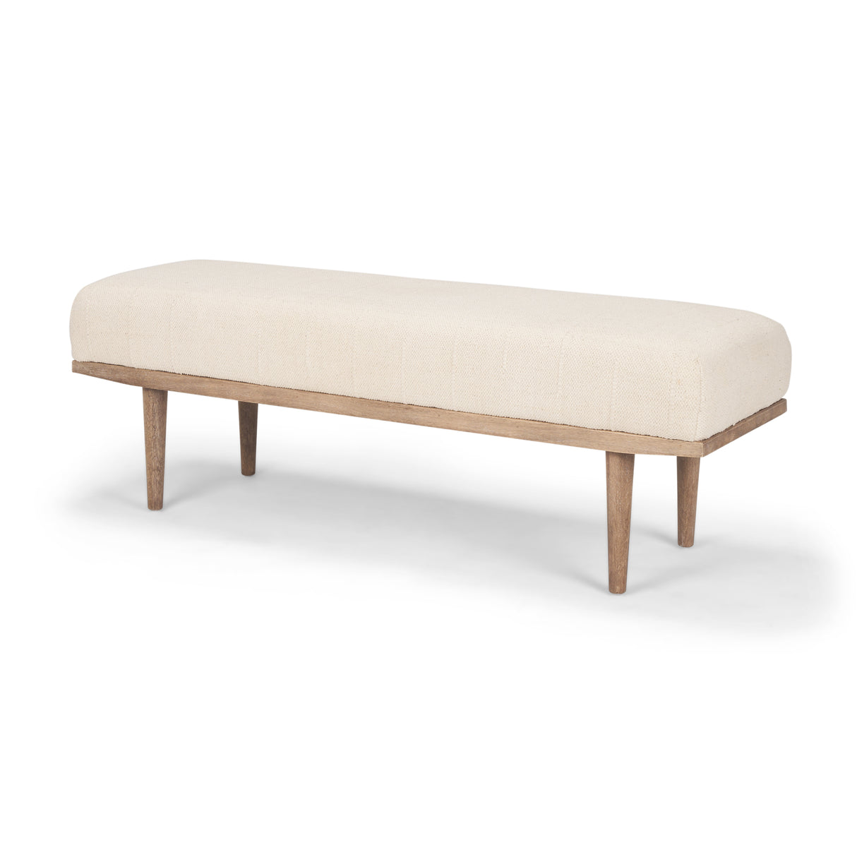 Shae Brown Wood w/ Oatmeal Fabric Bench from Mercana - Luna Furniture