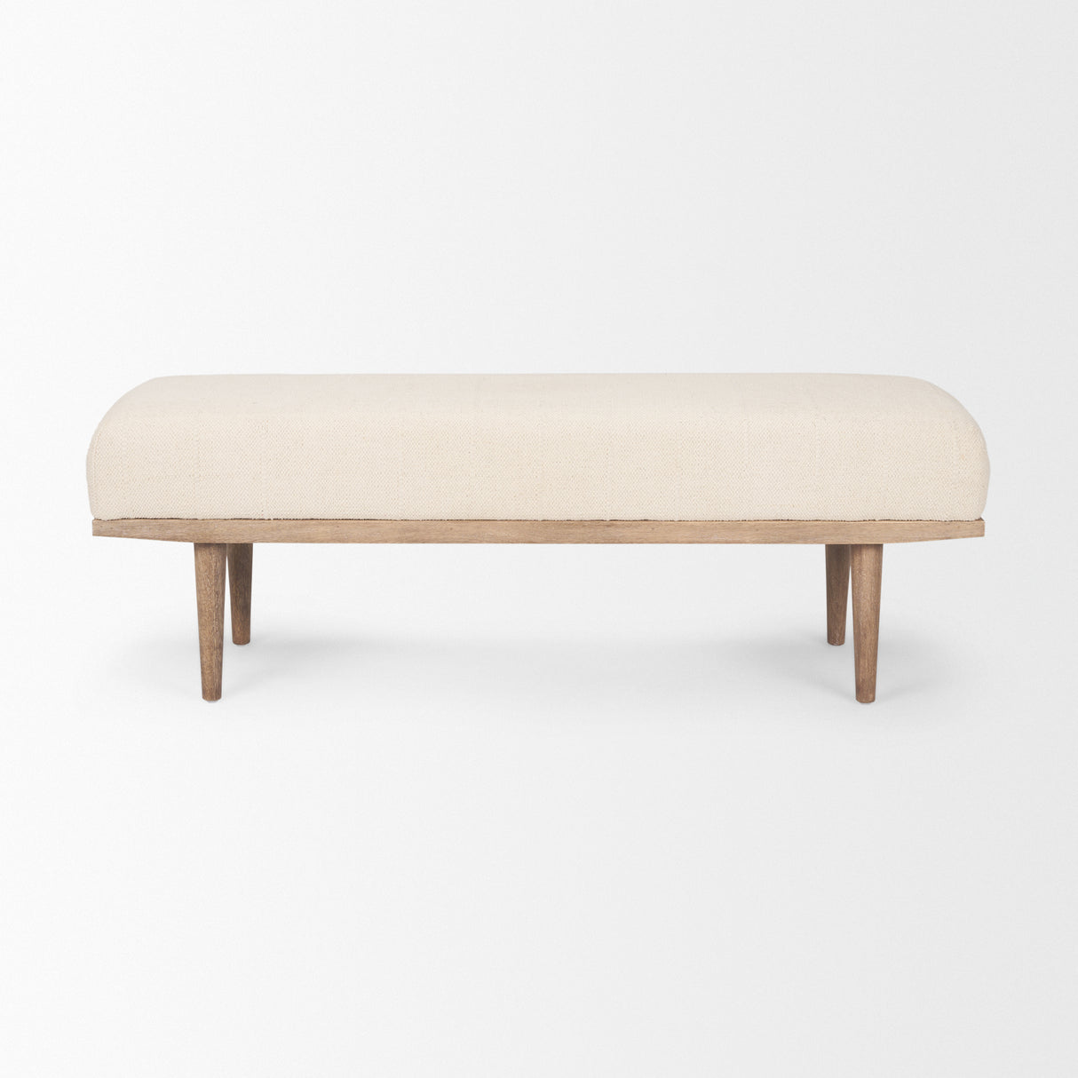 Shae Brown Wood w/ Oatmeal Fabric Bench from Mercana - Luna Furniture