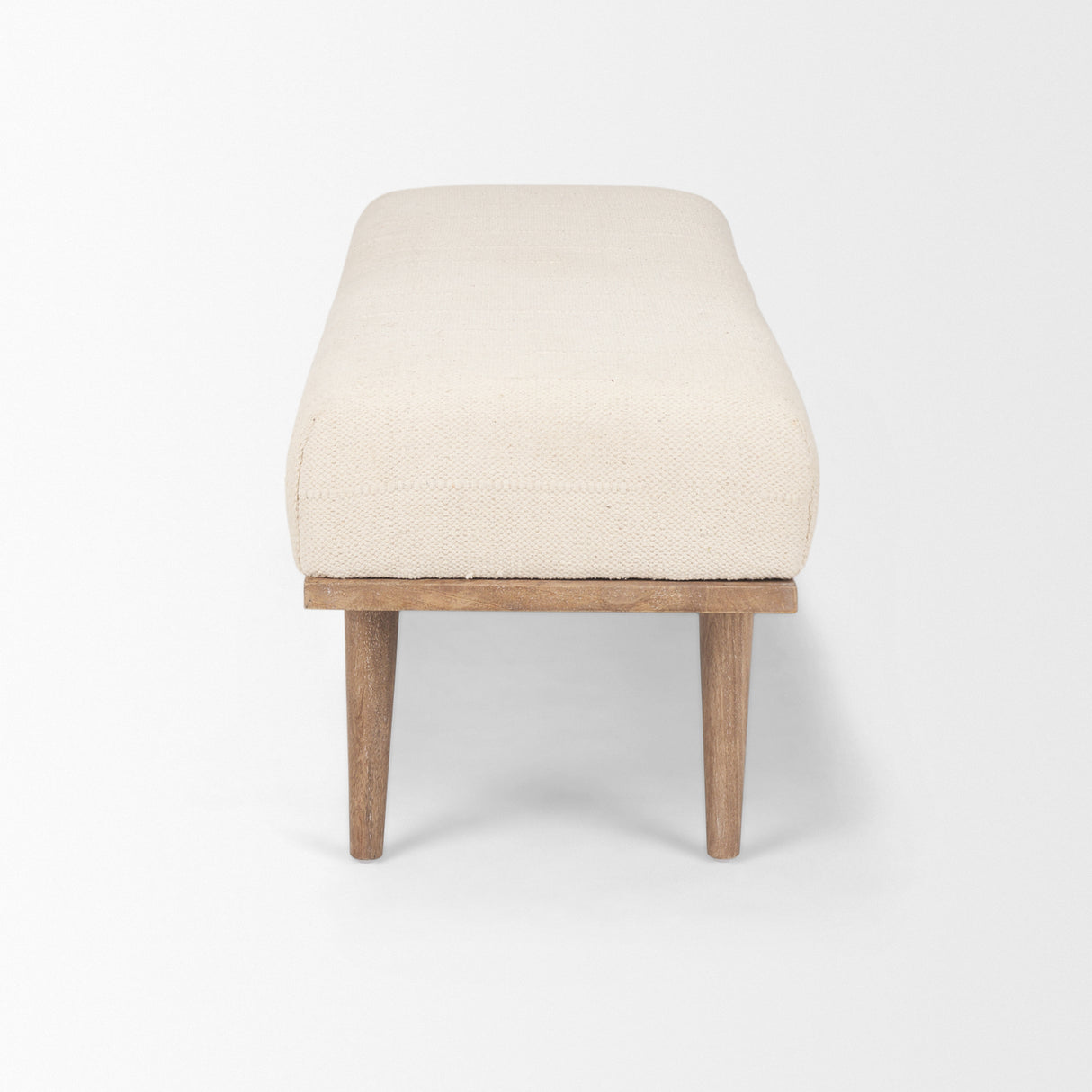 Shae Brown Wood w/ Oatmeal Fabric Bench from Mercana - Luna Furniture