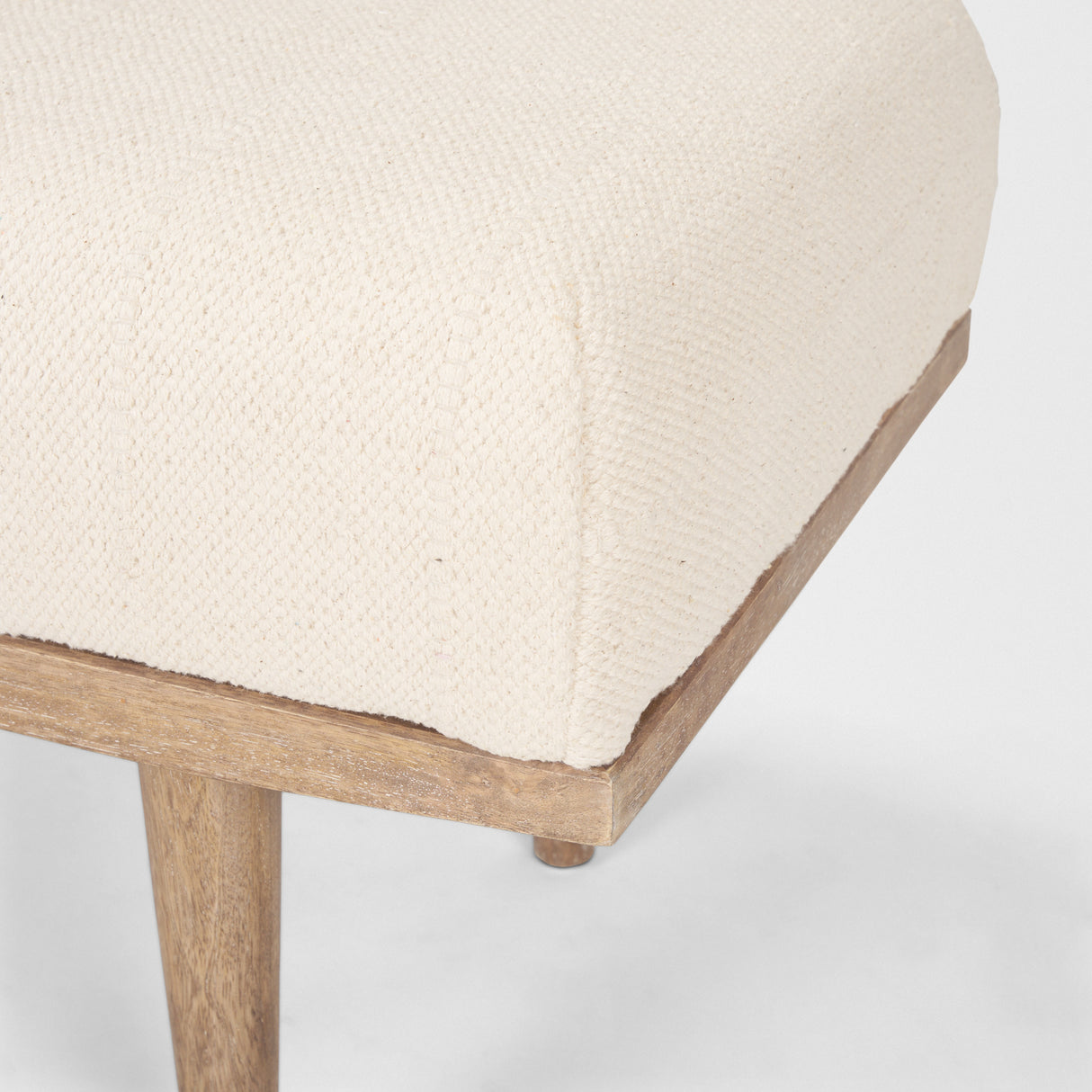 Shae Brown Wood w/ Oatmeal Fabric Bench from Mercana - Luna Furniture