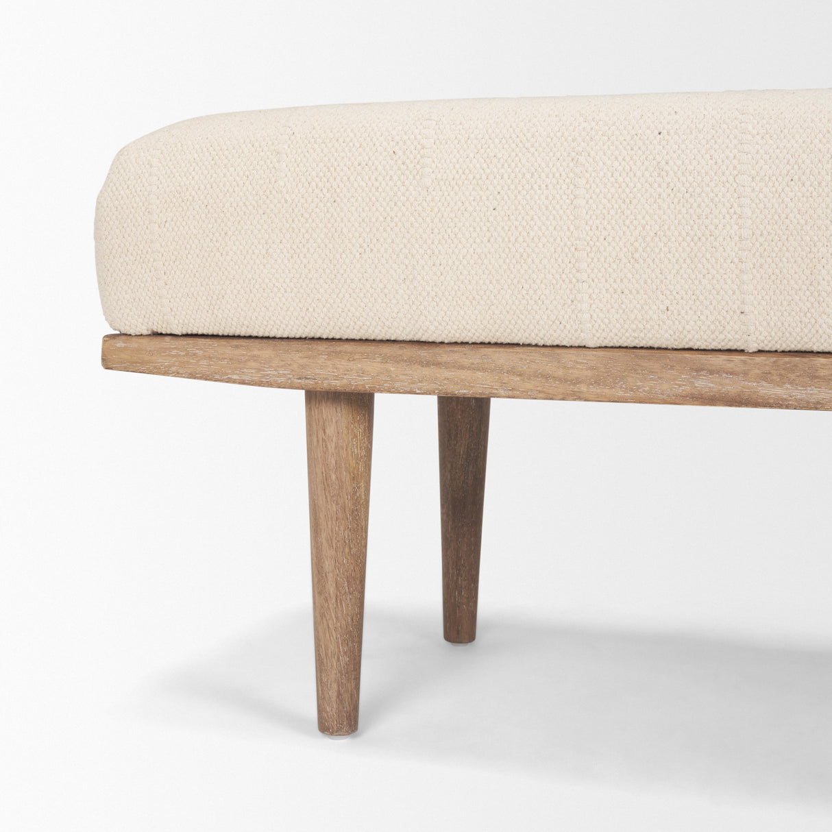 Shae Brown Wood w/ Oatmeal Fabric Bench from Mercana - Luna Furniture