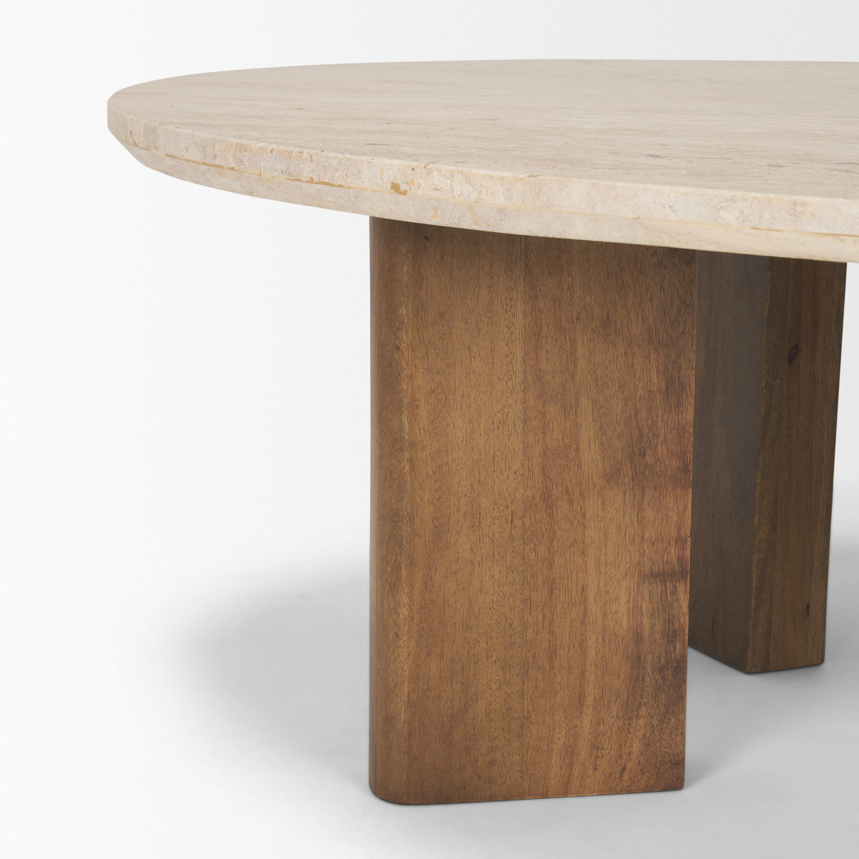 Syona Travertine + Mango Wood leg Oval Coffee table from Mercana - Luna Furniture