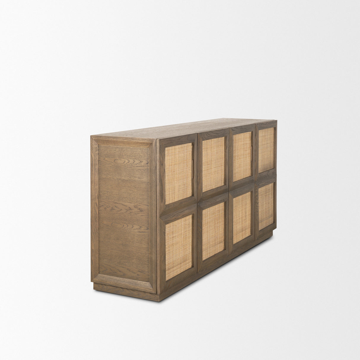 Sina Brown Oak Wood w/ Natural Rattan 4 Door Sideboard from Mercana - Luna Furniture