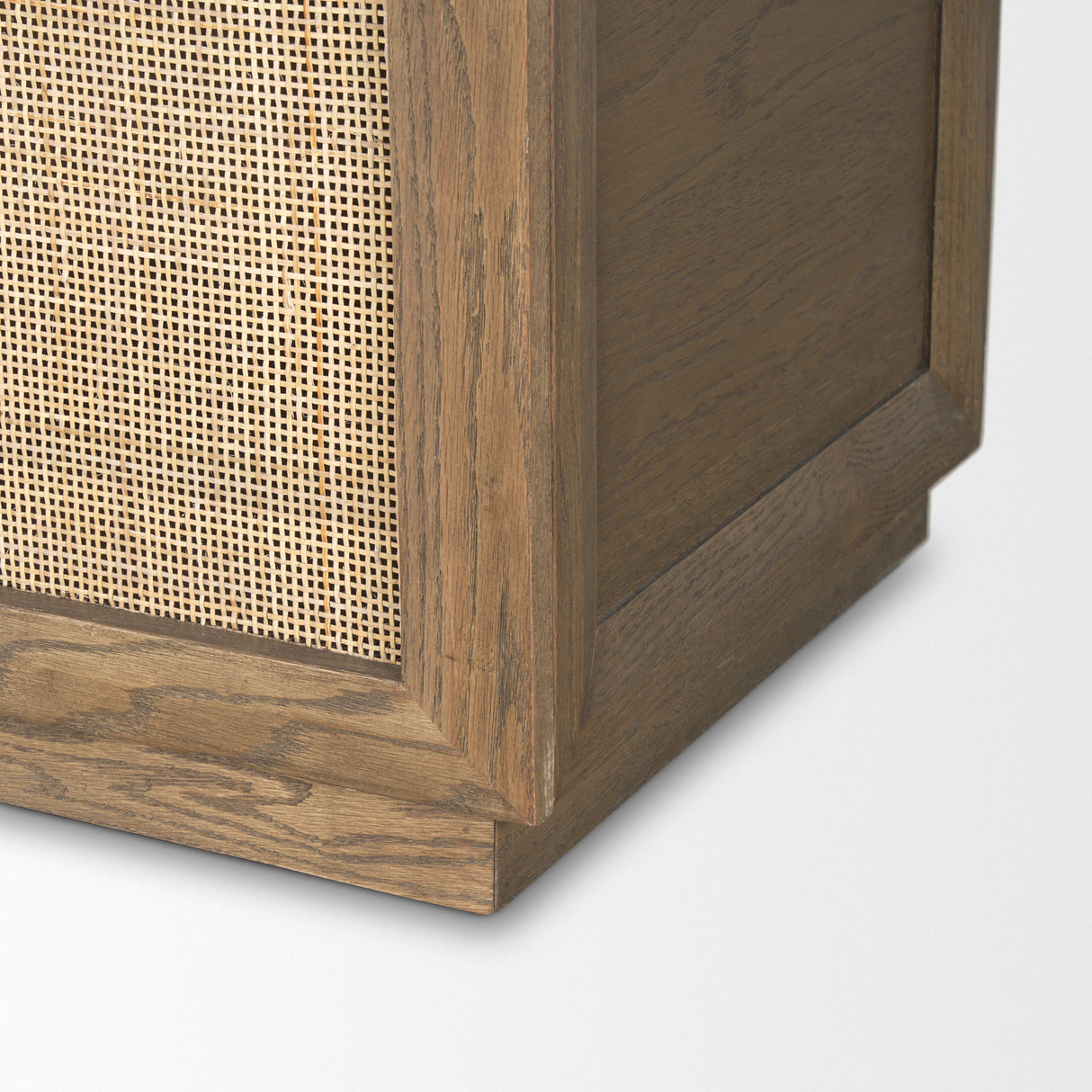 Sina Brown Oak Wood w/ Natural Rattan 4 Door Sideboard from Mercana - Luna Furniture