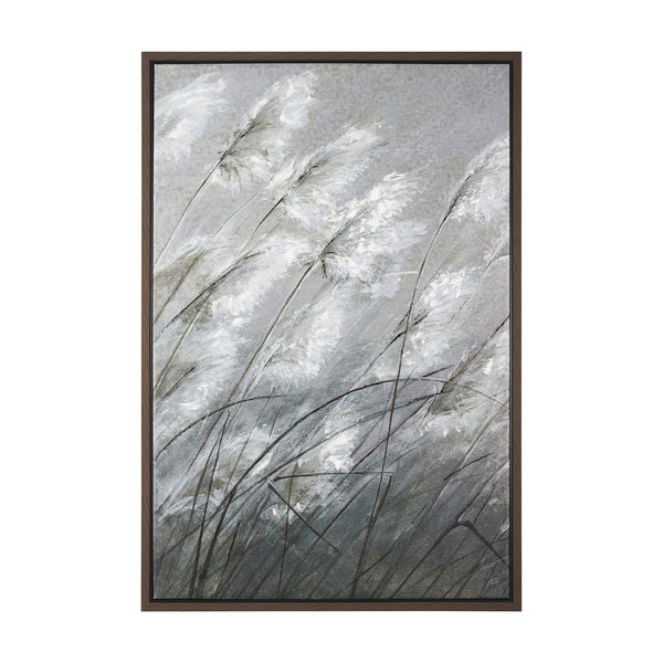 Pampas Grass Breeze I by Mercana Studio a Hand Embellished Textured Framed Canvas