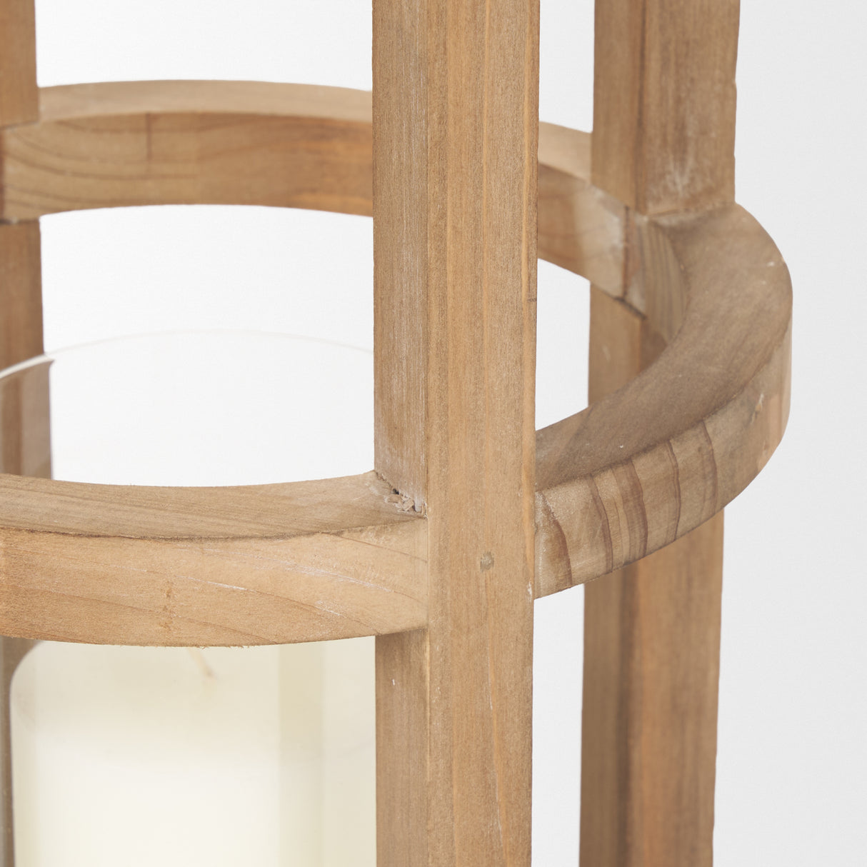 Andy II Small Natural Wood Cylindrical Lantern from Mercana - Luna Furniture