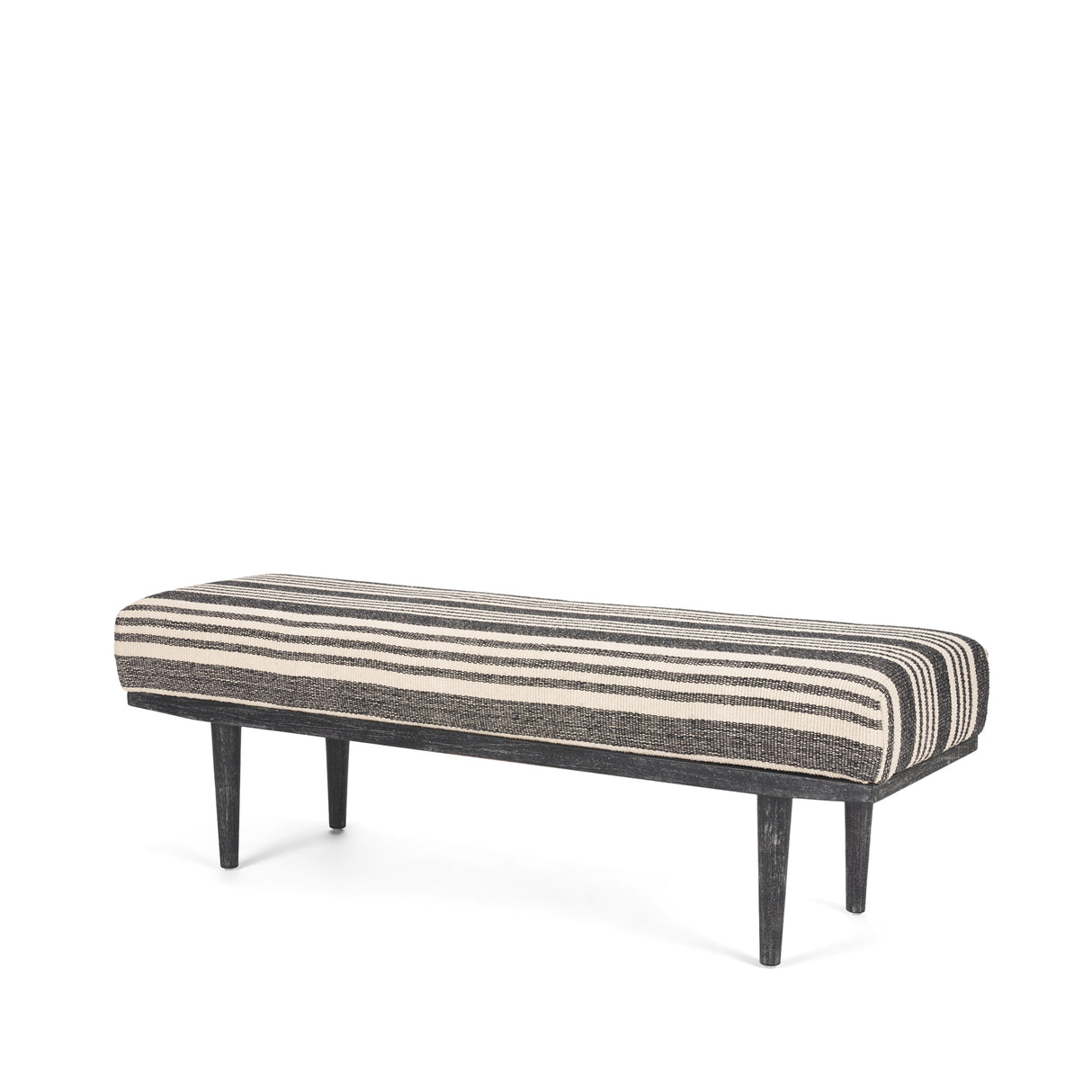 Shae Black Wood w/ Black and Cream Upholstered Bench from Mercana - Luna Furniture