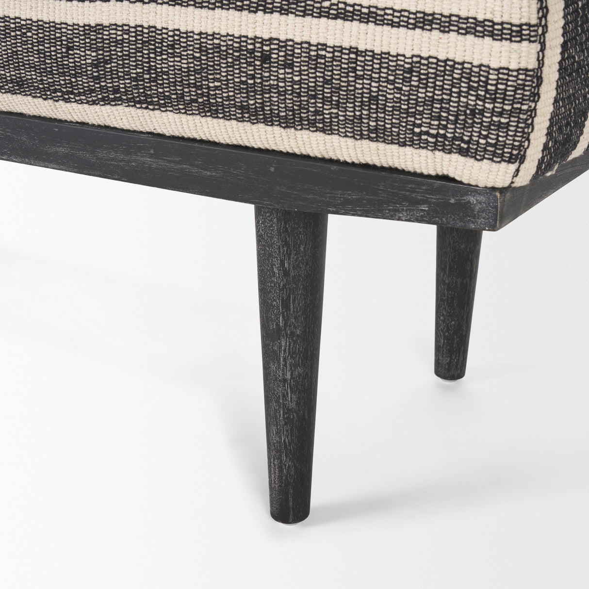 Shae Black Wood w/ Black and Cream Upholstered Bench from Mercana - Luna Furniture