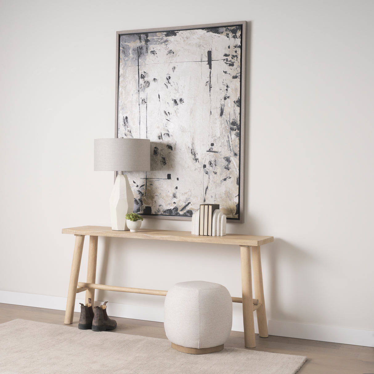 Sekou Light Brown Wooden Craftsman Console Table from Mercana - Luna Furniture